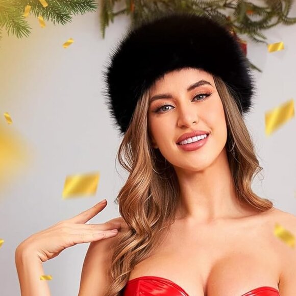 Women Faux Fur Headband - Picture 3 of 4